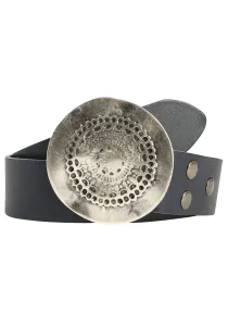 Кожаный ремень LIFEBURG by showroom 019°, со сменной застежкой "Clasp Round Wavy" Rettungsring By Showroom 019°, синий