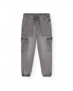Детские штаны карго с резинкой и шнурками Boboli, серый