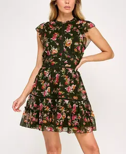 Женское многоярусное платье с рюшами и расклешенным лифом Trixxi, черный