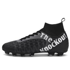 Футбольные бутсы детские с высоким верхом и противоскользящим покрытием Anti Kick для подростков CAMKIDS, белый/черный