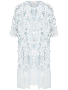 Gemy Maalouf полупрозрачное пальто из цветочного кружева, синий
