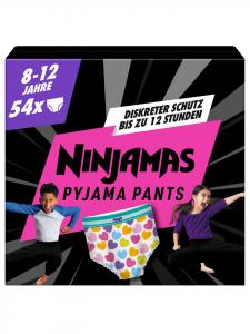 Пижамные штаны Ninjamas с сердечками, 54 впитывающих ночных штанишки, 8 лет, 27-43 кг Pampers