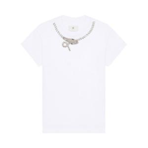 Футболка Givenchy Crystals Snake Slim Fit T-Shirt, White