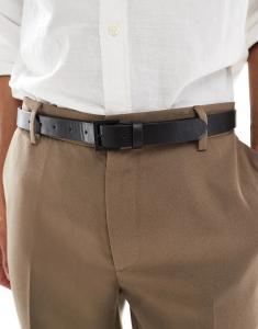 Элегантный узкий ремень из искусственной кожи ASOS DESIGN с матовой черной пряжкой черного цвета