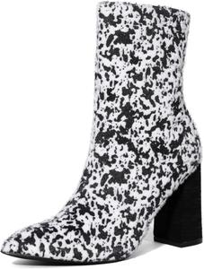 Женские ботильоны NEWBELLA с леопардовым принтом, заостренный носок, массивный высокий каблук, искусственная меховая отделка, модные праздничные короткие ботинки