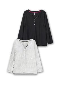 Туника в двойной упаковке, однотонная и с рисунком sheego, цвет Schwarz Gemustert