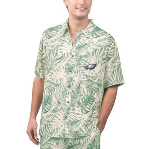 Мужская рубашка на пуговицах с принтом Monstera Margaritaville Tan Philadelphia Eagles Sand Washed, цвет Eag Multi
