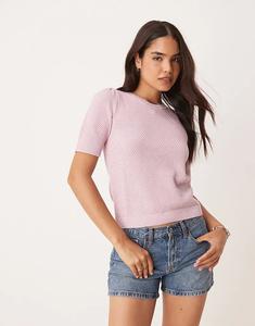Футболка VILA с короткими рукавами, текстурированная, цвет орхидейно-розовый