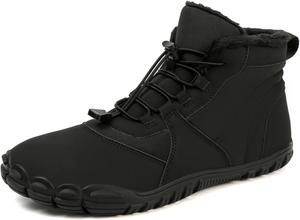 Женские и мужские зимние ботинки для ходьбы, с флисовой подкладкой, тепловые снежные ботинки, противоскользящие и с нулевым уклоном минималистичные спортивные туфли, водонепроницаемые ботильоны с широкой носковой частью, обувь для ходьбы Lghlmcl, черный
