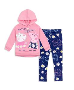 Комплект одежды для девочек: флисовая толстовка с капюшоном и леггинсы Peppa Pig, Pink / blue