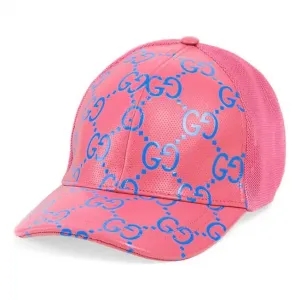 Бейсболка Gucci GG Leather Baseball Hat 'Pink Blue', розовый