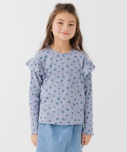 Топ с длинными рукавами и оборками по всей поверхности, с принтами на плечах и ребристой текстурой Chil2, цвет B Botanical/Sax