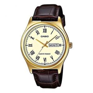 Часы Casio Dress Minimalistic Business Analog Watch 'Dark Brown Gold', желтый