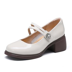 Spider King Женские туфли Мэри Джейн на массивном каблуке бежевые, цвет Beige