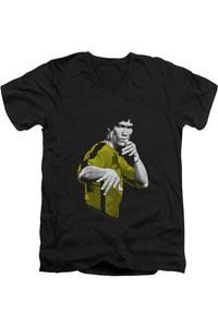 Футболка с коротким рукавом и V-образным вырезом для взрослых «Брюс Ли Костюм Смерти» Gildan, черный