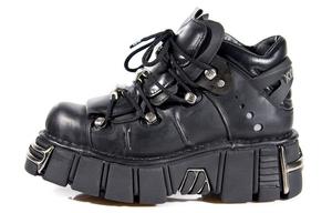 Туфли на платформе унисекс с высоким верхом черного цвета New Rock