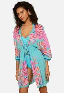 Мини-Кафтан-Платье прямого кроя Love & Roses, Aqua Blue Shell Print