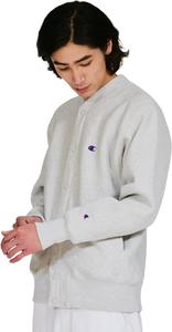 Мужская толстовка Champion с длинными рукавами и круглым вырезом, хлопок 11,5 унций, флисовая подкладка производства США, вышитый логотип, застежка на кнопках REVERSE WEAVE, C3-A020, серебристо-серый