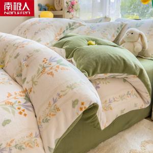 Antarctic Комплект постельного белья из фланели и молочного велюра (пододеяльник 150х200 см, наполнитель 2500 г), цвет S小清新-花间密语