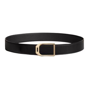 HERMES Кожаный мужской ремень черный 3.8 см, Black