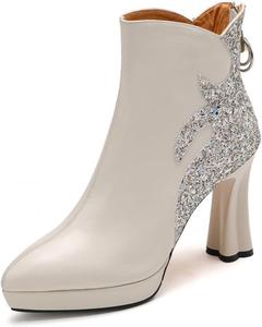 Женские ботильоны TinaCus с острым носком, ручной работы, на платформе, из натуральной кожи, с задней молнией и высокими каблуками, Off-White