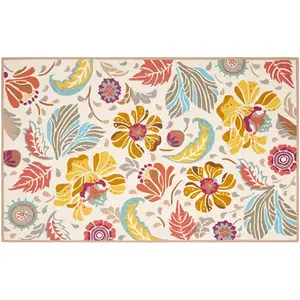 Ковер с цветочным принтом «Марафон Четыре сезона» для дома и улицы Safavieh, 122x122 см, круглый