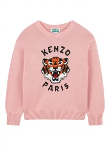 Свитер с декором Tiger Head Kenzo Kids, розовый