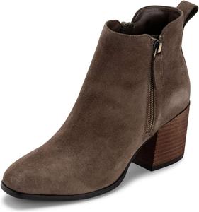 Женские классические ботильоны XYD с двойной молнией, круглый и квадратный носок, средний массивный каблук, удобные для путешествий, повседневные, на молнии, офисные ботинки, Rosy Brown