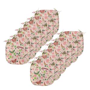 ABAKUHAUS Натуральные подушки для обеденного стула, трилистник в виде бабочек, декоративная водонепроницаемая подушка с ремнями для кухонных сидений, 40 см x 40 см — упаковка из 12 шт., светло-зеленый, бледно-розовый, серебро