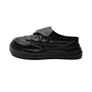 SHOOT BRAND Сандалии с резиновой подошвой, кожаные, износостойкие, с закругленным носком, унисекс, черные