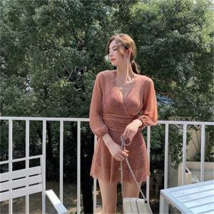 SBART SAILBEE, тонкий пояс, закрывающий живот, в сказочном стиле, горячая весна, Цельная консервативная юбка, женский купальник карамельного цвета, M-XXL