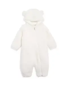 Детский комбинезон-пачка унисекс из искусственного меха с капюшоном. Moncler, белый