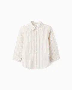 Рубашка для маленького мальчика, 100% хлопок, в клетку Zippy, бежевый