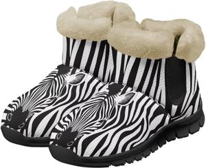 Зимние женские ботинки Jeiento с животным принтом, теплые внутри, на подкладке, слипоны для зимней прогулки, Funny Zebra Print