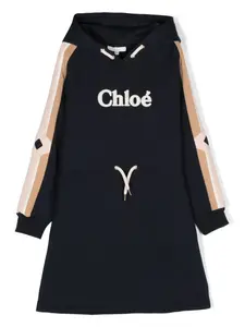 Платье с логотипом Chloé Kids, синий