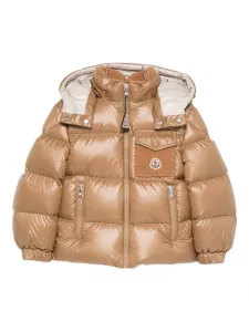 Пуховик Yule с капюшоном Moncler Enfant, коричневый