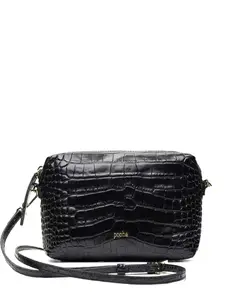 Тиснёная сумка через плечо Poche Paris, черный