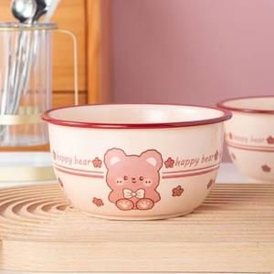 Ceramics Набор тарелок и мисок Cartoon, керамическая посуда для дома, миски и тарелки для индивидуального использования, парные миски и палочки, чаша 12 см, 1 шт