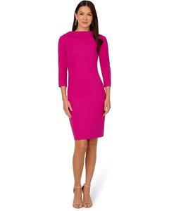 Платье Adrianna Papell Rolled Neck Crepe Midi Dress, цвет Pink Flambe