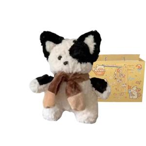 Плюшевая кукла Creative Husky, рабочая собака с шарфом, высота 35см MAOGEGE, черный/мультиколор