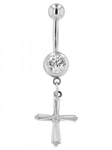 Adeliás Женский кулон - крест из нержавеющей стали, серебристый