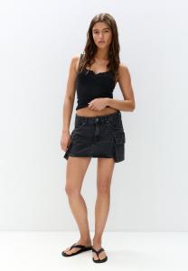 Мини-юбка A-line skirt PULL&BEAR, черный