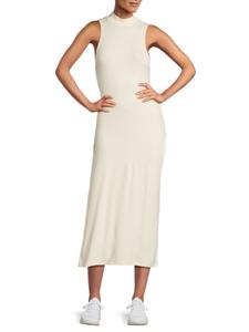 Платье миди Well Traveled из трикотажа в рубчик с имитацией водолазки Beyond Yoga, слоновая кость