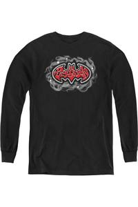 Футболка с длинным рукавом для подростков с логотипом Batman в стиле хип-хоп Gildan, черный