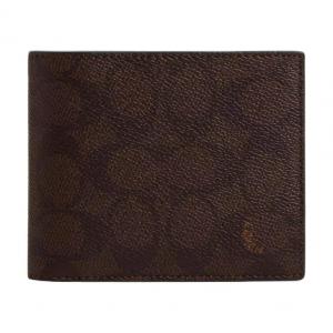 COACH Трехсекционный кошелек из лакированного холста миниатюрный мужской махагон разноцветный, Mahogany Multicolor