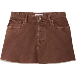 Джинсовая мини-юбка MIU MIU, коричневый