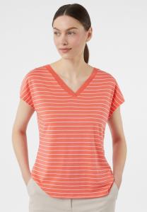 Базовая футболка GESTREIFTES MIT V-AUSSCHNITT comma, лосось