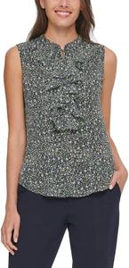 Женский топ с принтом и оборками Tommy Hilfiger, Navy Multi