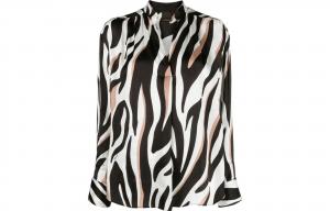 Блузка с зебровым принтом и прямым подолом PINKO, черный