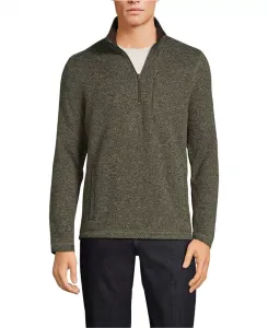 Мужская флисовая толстовка с молнией на четверть Lands' End, зеленый